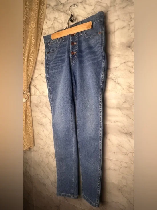 Madewell 10" High Rise Skinny 28P Button Fly Perfect Everyday Skinny Medium Blue - Picture 2 of 10